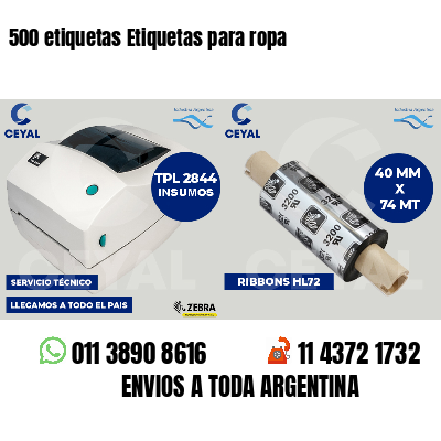 500 etiquetas Etiquetas para ropa