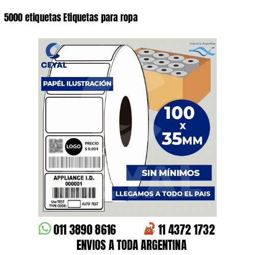 5000 etiquetas Etiquetas para ropa