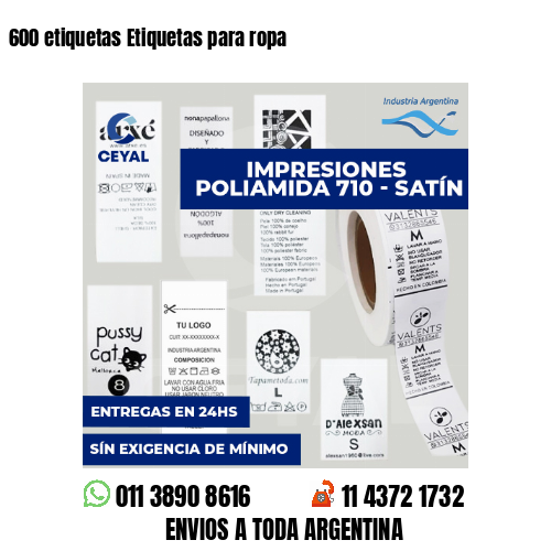 600 etiquetas Etiquetas para ropa