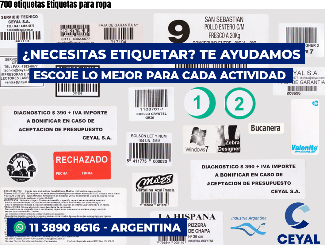 700 etiquetas Etiquetas para ropa