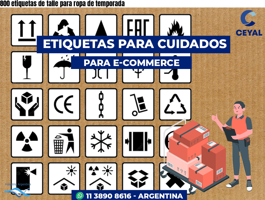 800 etiquetas de talle para ropa de temporada