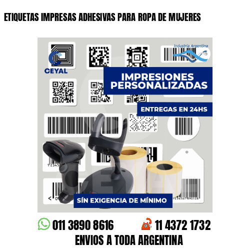 ETIQUETAS IMPRESAS ADHESIVAS PARA ROPA DE MUJERES