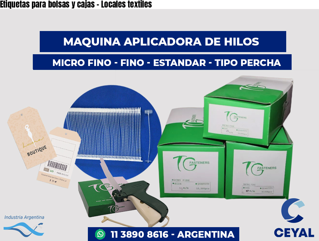 Etiquetas para bolsas y cajas - Locales textiles