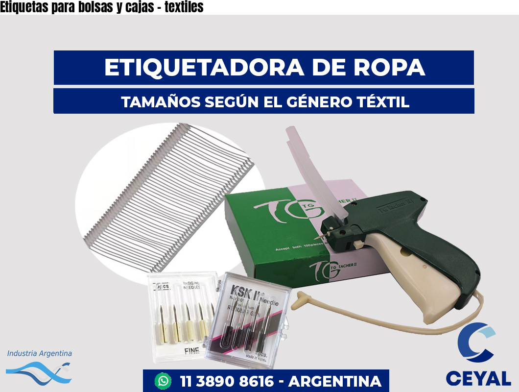 Etiquetas para bolsas y cajas - textiles