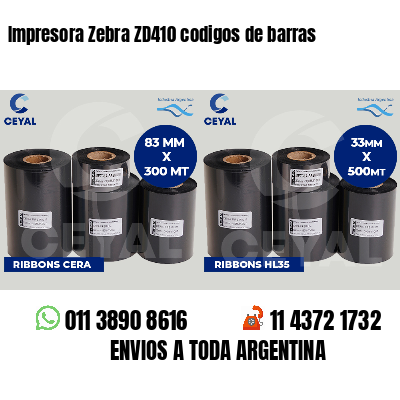 Impresora Zebra ZD410 codigos de barras