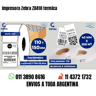 Impresora Zebra ZD410 termica