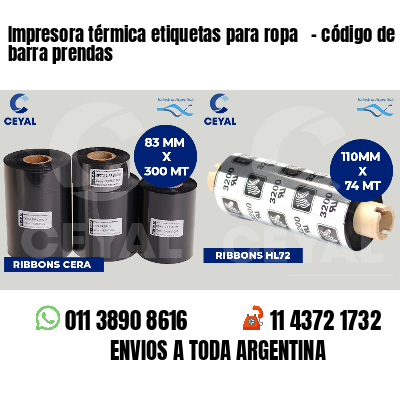 Impresora térmica etiquetas para ropa   - código de barra prendas
