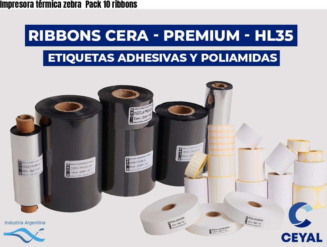 Impresora térmica zebra  Pack 10 ribbons