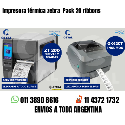 Impresora térmica zebra Pack 20 ribbons