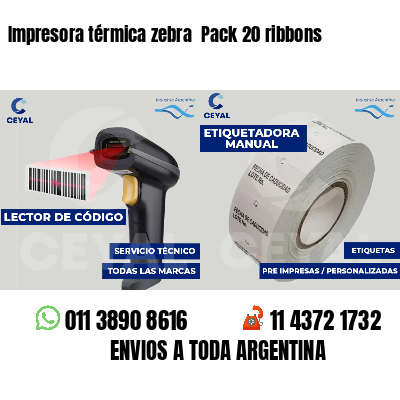 Impresora térmica zebra Pack 20 ribbons