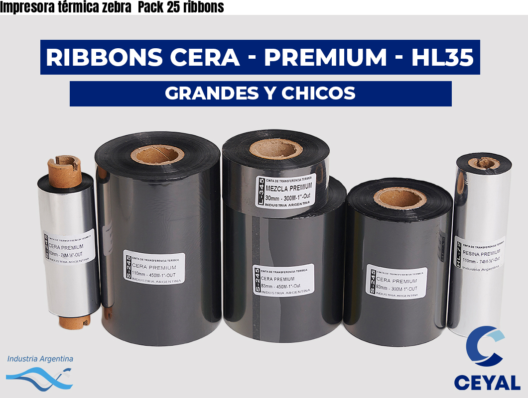 Impresora térmica zebra  Pack 25 ribbons