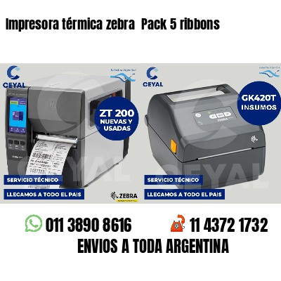 Impresora térmica zebra  Pack 5 ribbons