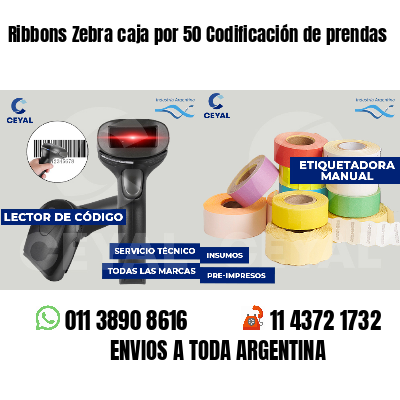 Ribbons Zebra caja por 50 Codificación de prendas