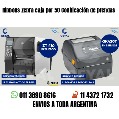 Ribbons Zebra caja por 50 Codificación de prendas