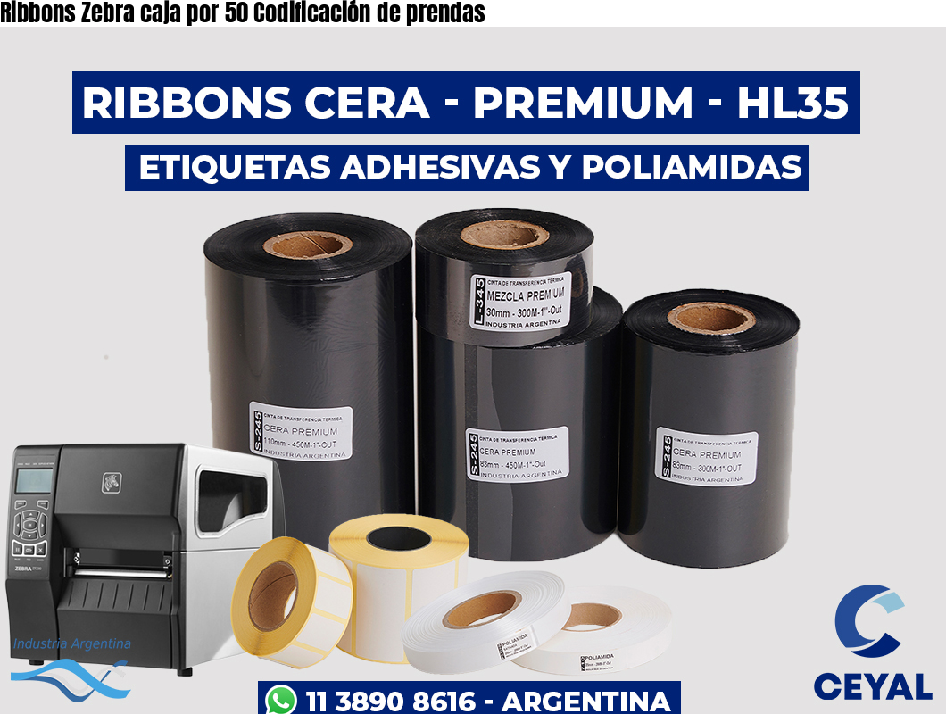Ribbons Zebra caja por 50 Codificación de prendas
