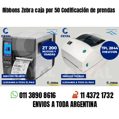 Ribbons Zebra caja por 50 Codificación de prendas