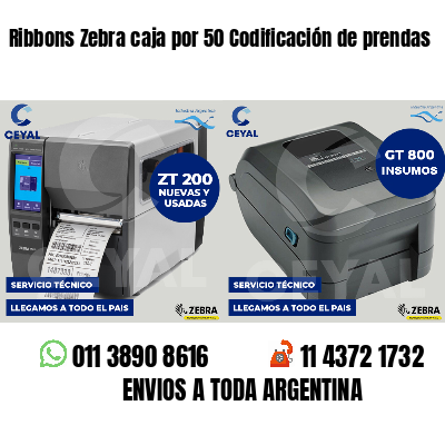Ribbons Zebra caja por 50 Codificación de prendas