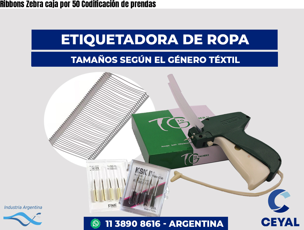 Ribbons Zebra caja por 50 Codificación de prendas