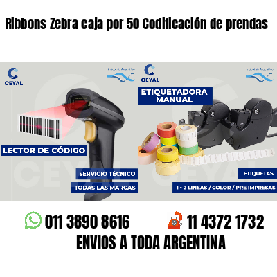 Ribbons Zebra caja por 50 Codificación de prendas