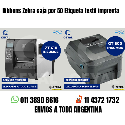 Ribbons Zebra caja por 50 Etiqueta textil imprenta