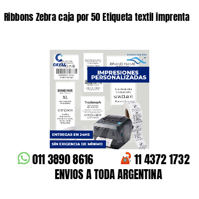 Ribbons Zebra caja por 50 Etiqueta textil imprenta