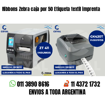 Ribbons Zebra caja por 50 Etiqueta textil imprenta