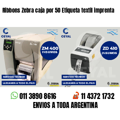 Ribbons Zebra caja por 50 Etiqueta textil imprenta