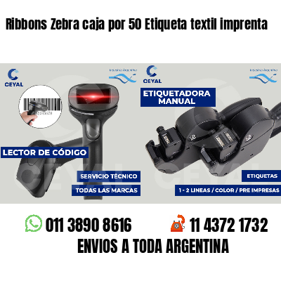 Ribbons Zebra caja por 50 Etiqueta textil imprenta