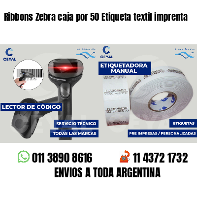 Ribbons Zebra caja por 50 Etiqueta textil imprenta