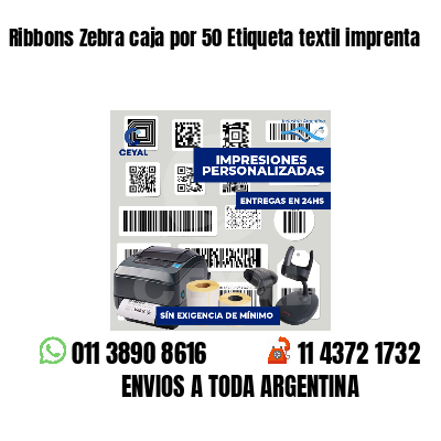 Ribbons Zebra caja por 50 Etiqueta textil imprenta