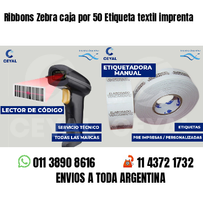 Ribbons Zebra caja por 50 Etiqueta textil imprenta