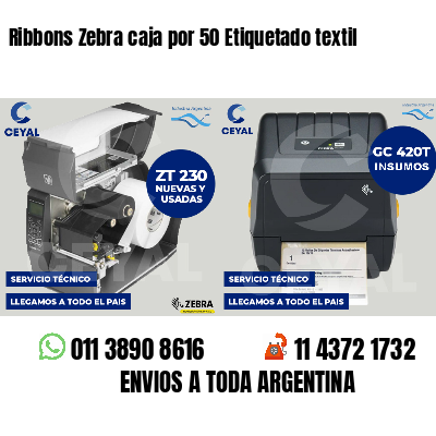 Ribbons Zebra caja por 50 Etiquetado textil