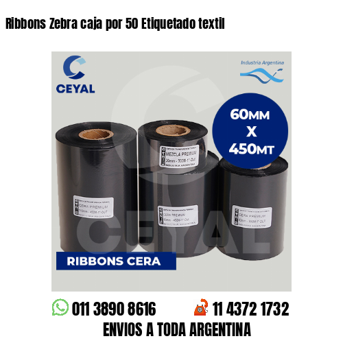 Ribbons Zebra caja por 50 Etiquetado textil