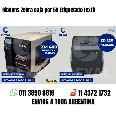 Ribbons Zebra caja por 50 Etiquetado textil