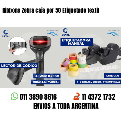 Ribbons Zebra caja por 50 Etiquetado textil