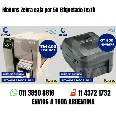 Ribbons Zebra caja por 50 Etiquetado textil
