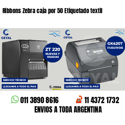 Ribbons Zebra caja por 50 Etiquetado textil