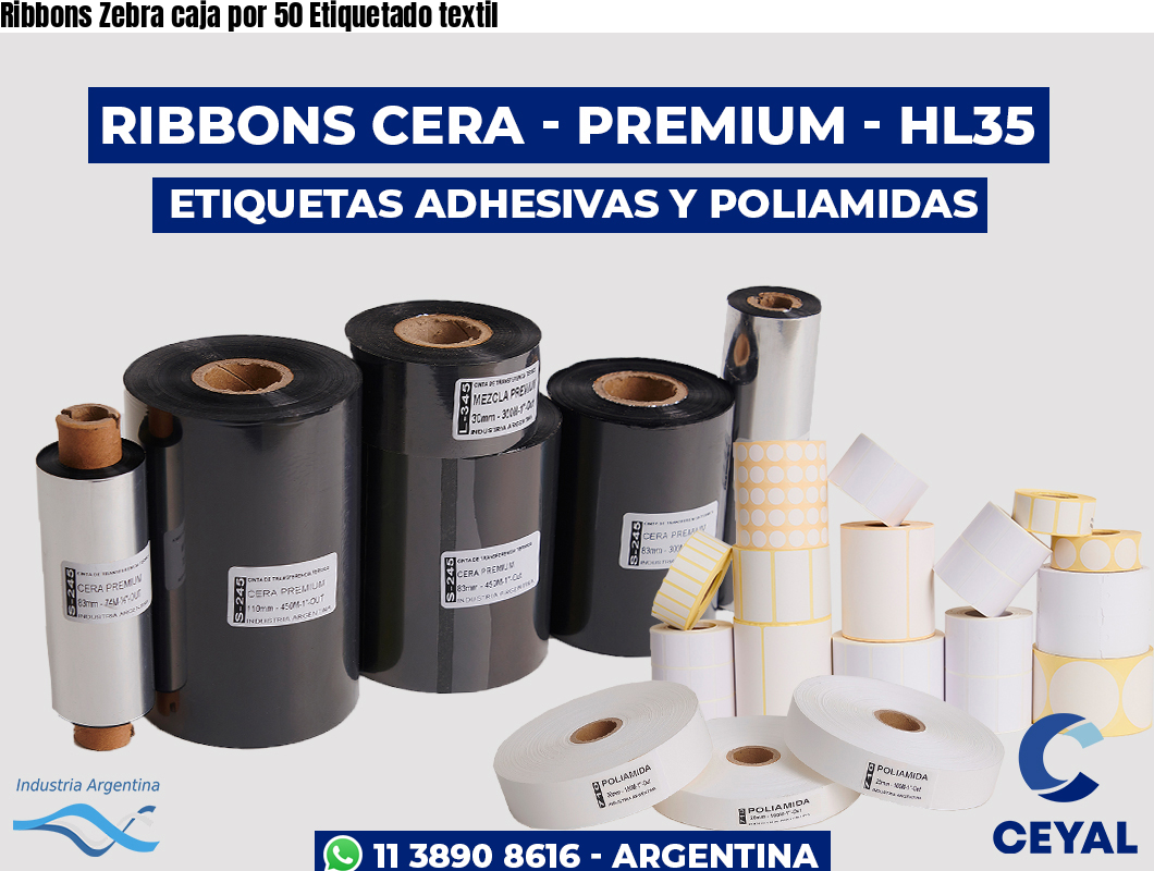 Ribbons Zebra caja por 50 Etiquetado textil