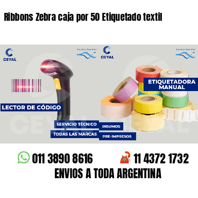 Ribbons Zebra caja por 50 Etiquetado textil