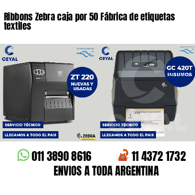 Ribbons Zebra caja por 50 Fábrica de etiquetas textiles