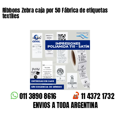 Ribbons Zebra caja por 50 Fábrica de etiquetas textiles