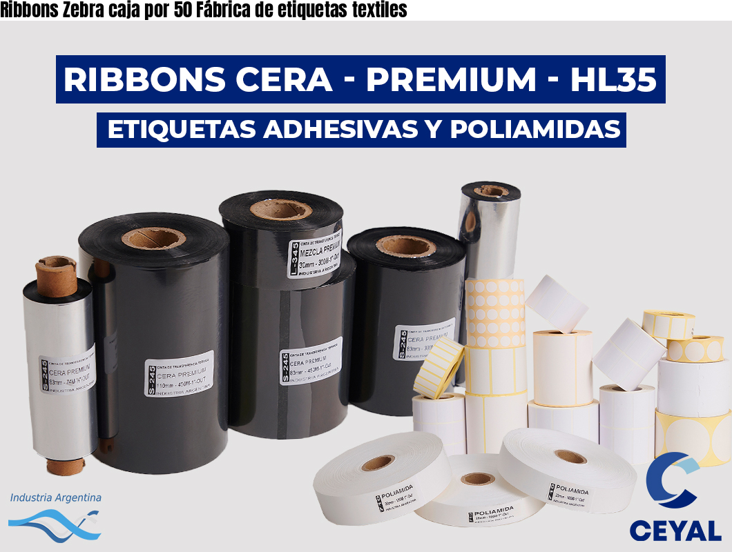 Ribbons Zebra caja por 50 Fábrica de etiquetas textiles