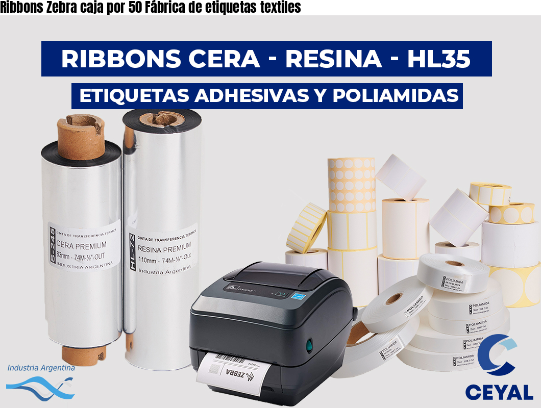 Ribbons Zebra caja por 50 Fábrica de etiquetas textiles