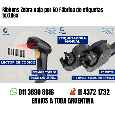 Ribbons Zebra caja por 50 Fábrica de etiquetas textiles