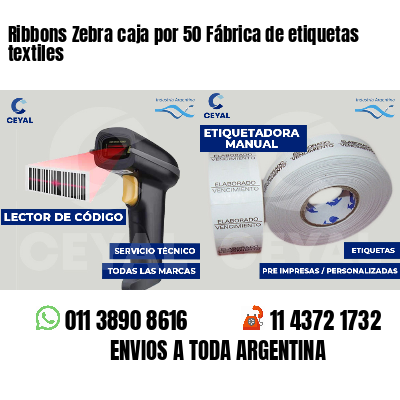 Ribbons Zebra caja por 50 Fábrica de etiquetas textiles