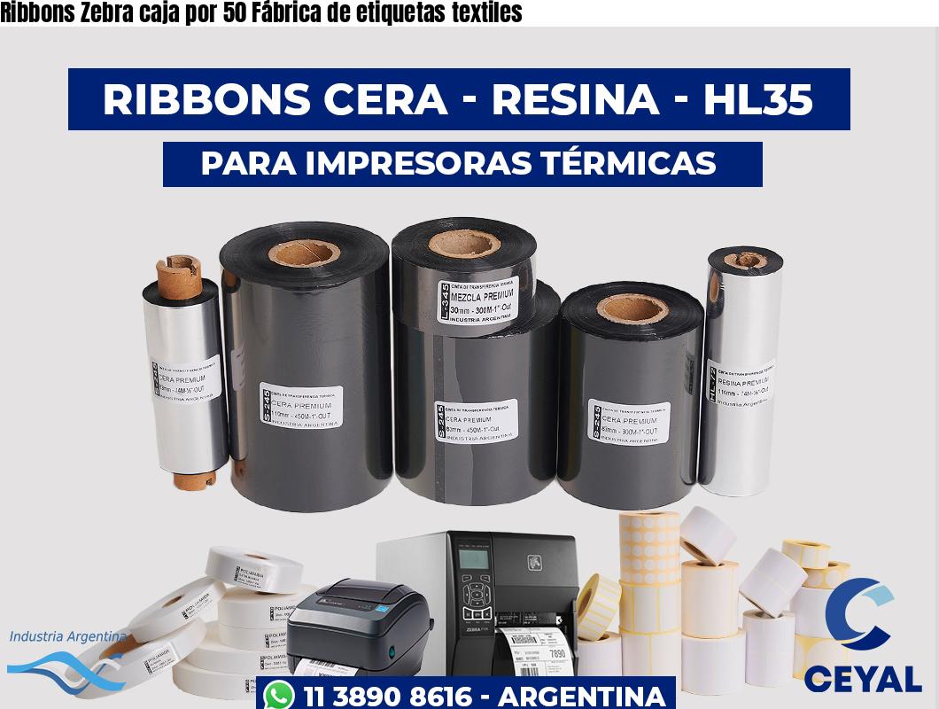 Ribbons Zebra caja por 50 Fábrica de etiquetas textiles