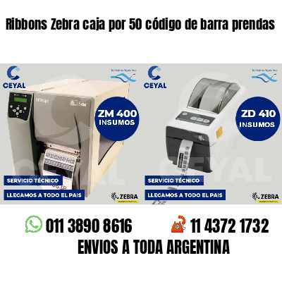 Ribbons Zebra caja por 50 código de barra prendas