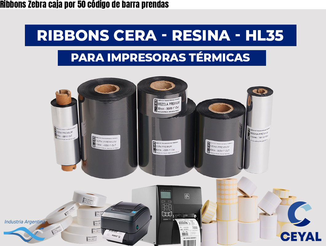 Ribbons Zebra caja por 50 código de barra prendas