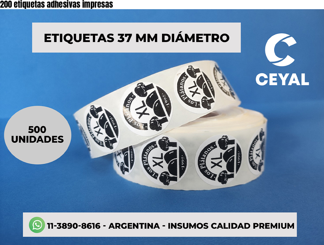 200 etiquetas adhesivas impresas