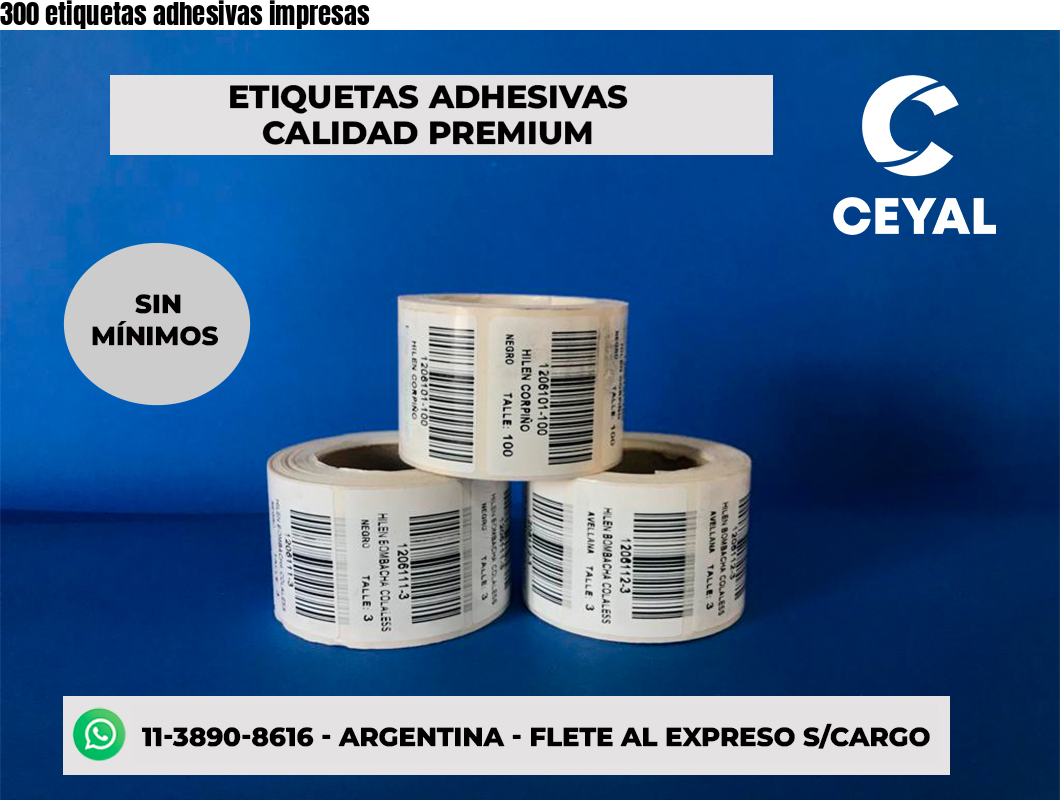 300 etiquetas adhesivas impresas